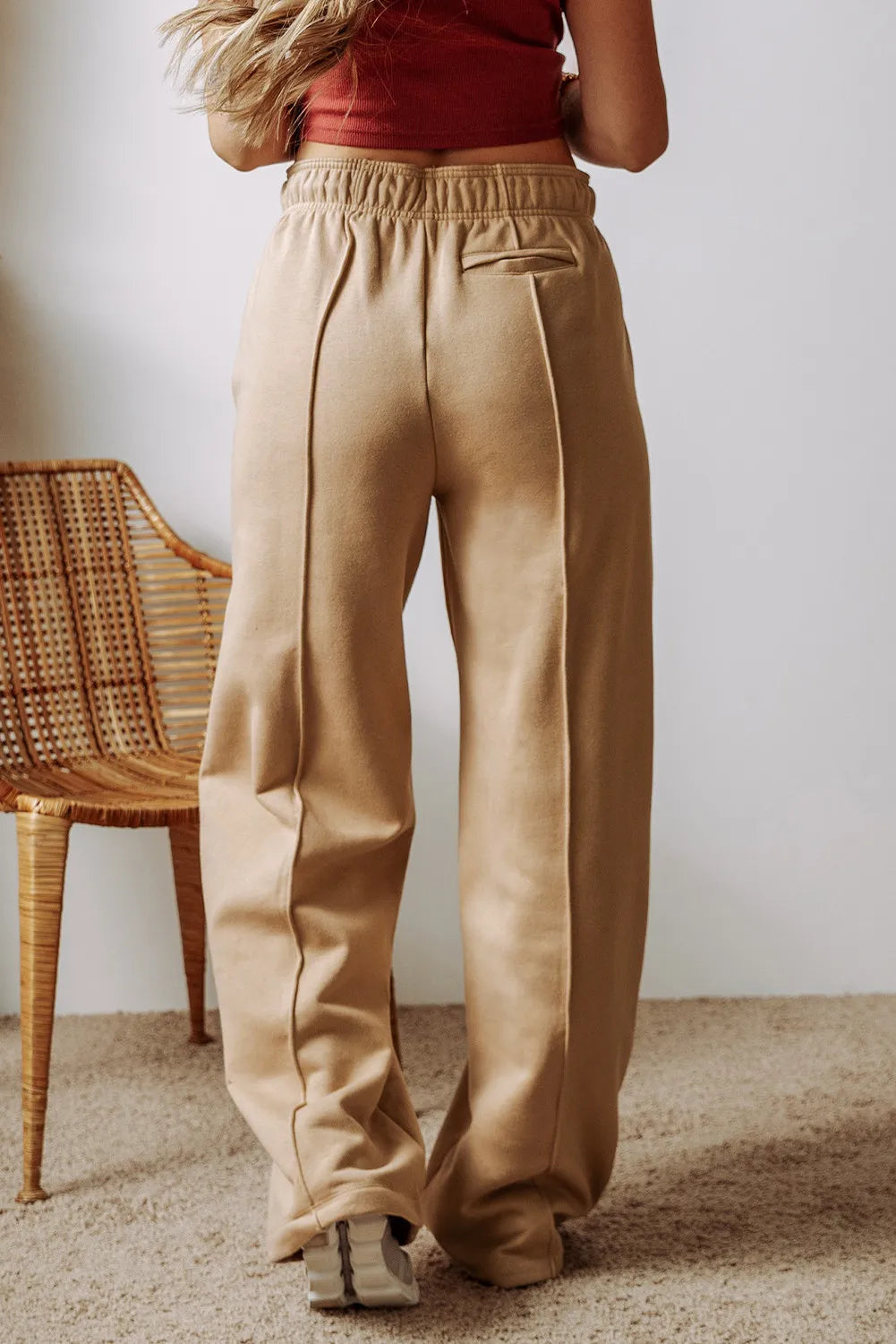 Drawstring Wide Leg Pants with Pockets